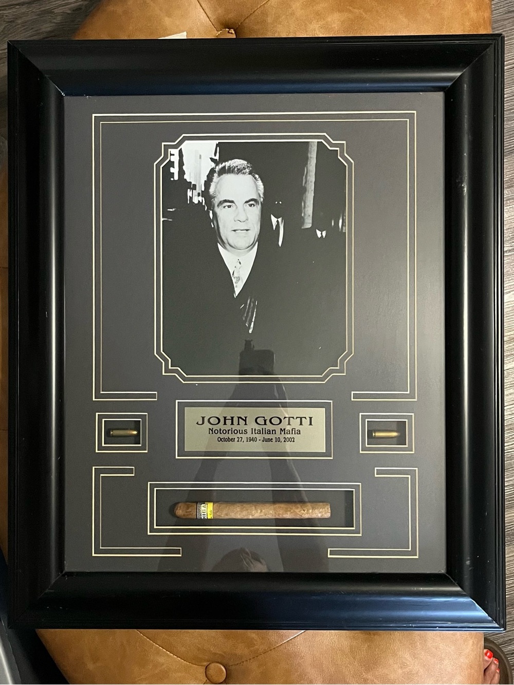 John Gotti Framed Memorabilia with Cigar